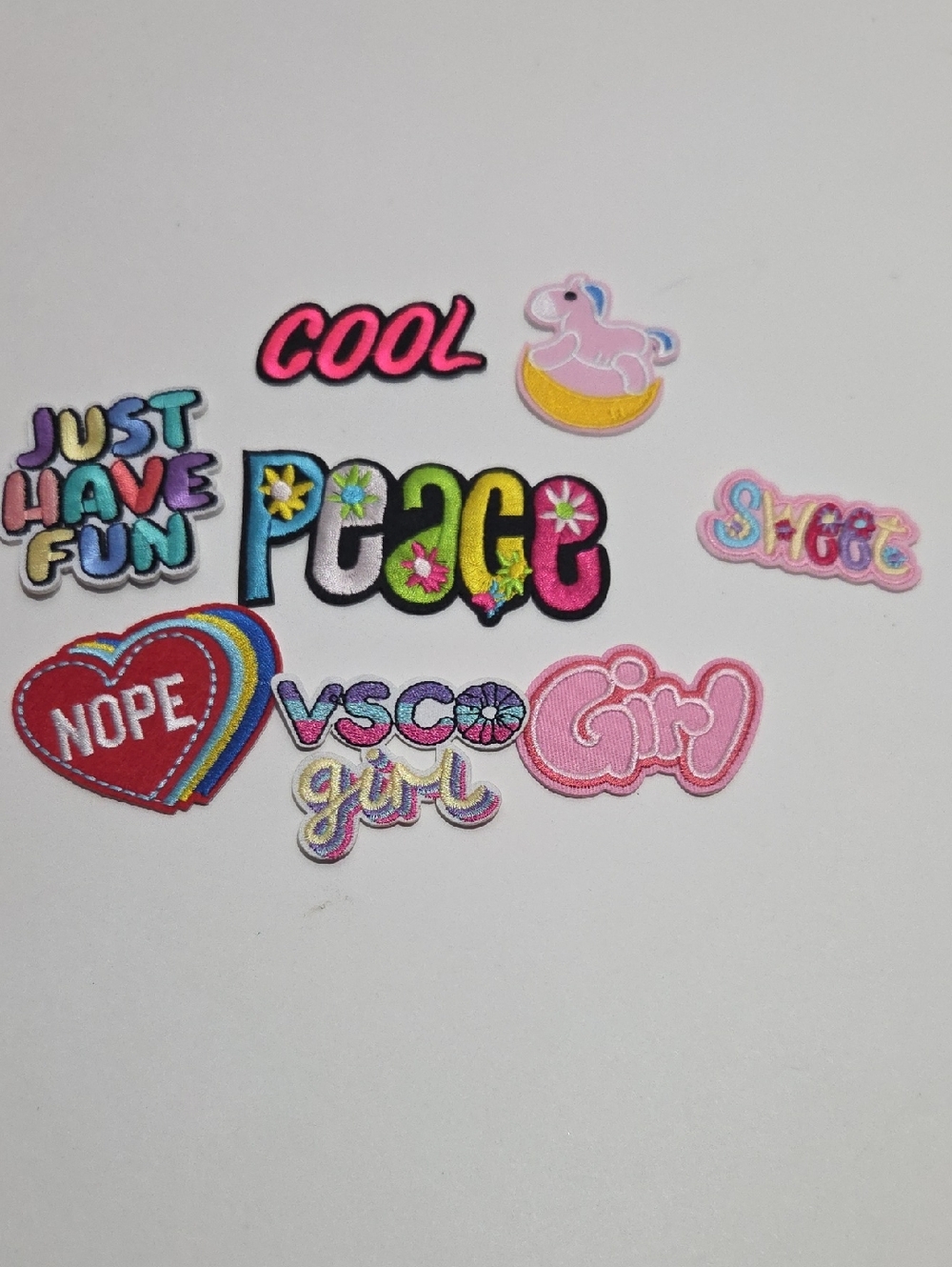 Colorful Iron-On Patch Set - Peace, Cool, VSCO & More